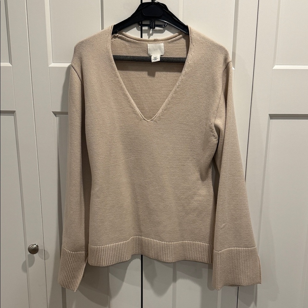 V-Neck Beige Sweater